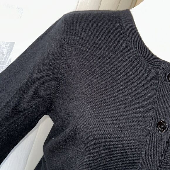 Isaac Mizrahi M Black Lace Bell Sleeve Button Front Knit Cardigan - Picture 6 of 11